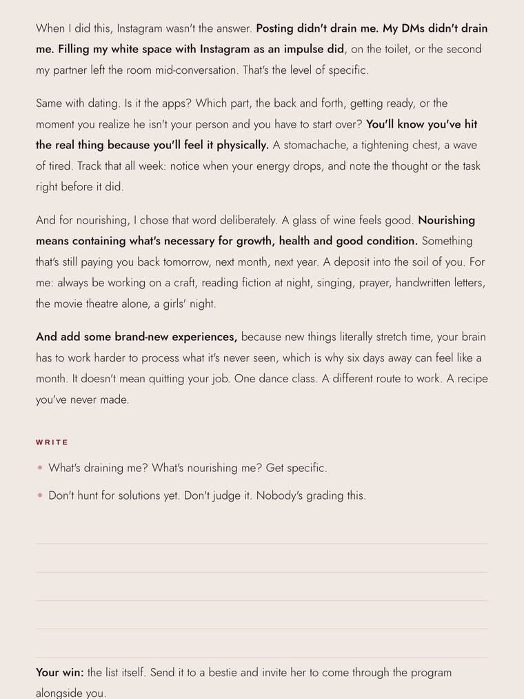 A page from the Date Like a Queen journal, showing the Write prompts and ruled space to answer them