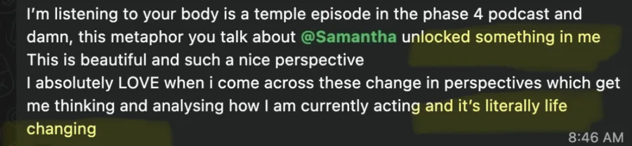 This metaphor you talk about unlocked something in me. It's literally life changing.