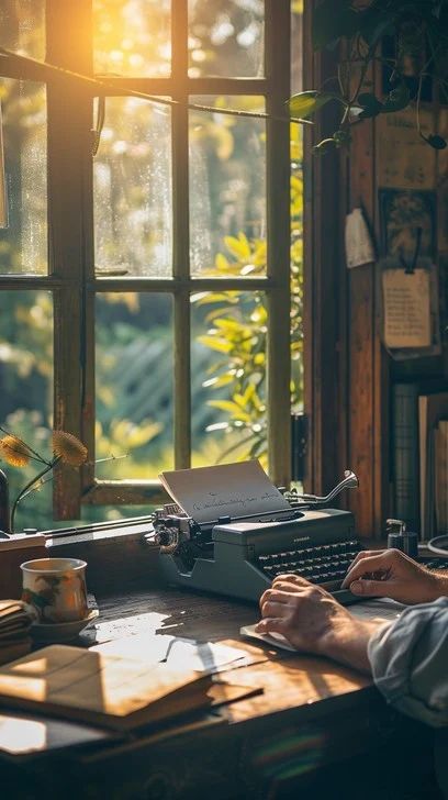 Writing by a sunlit window